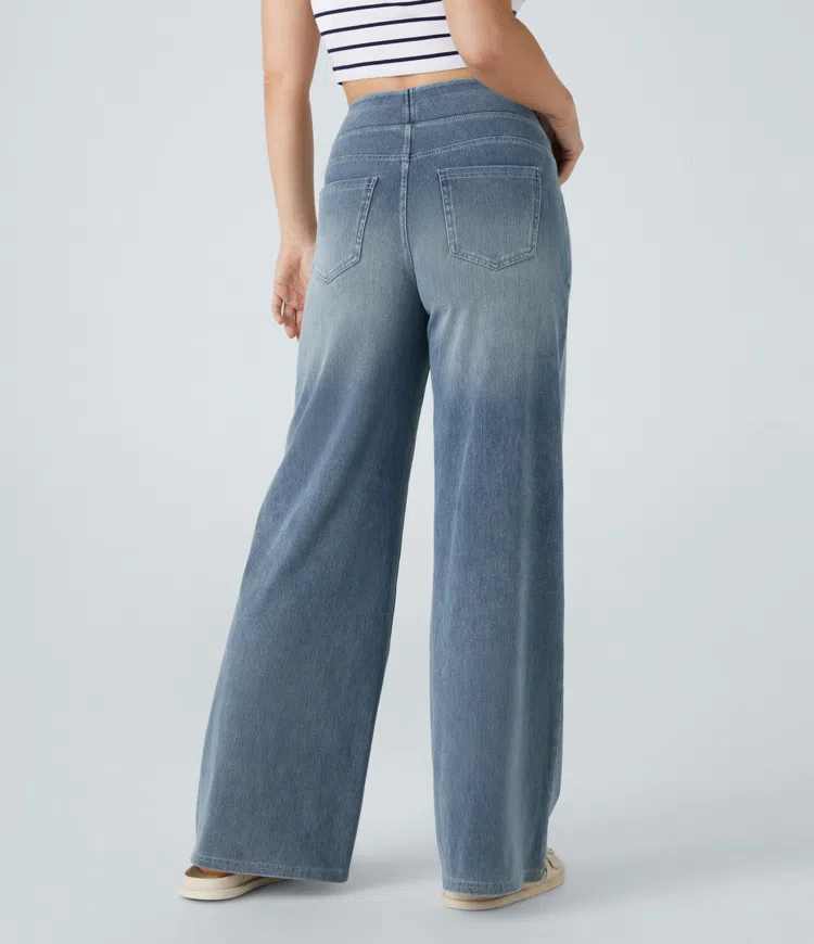 Lara™ Jeans de pierna ancha de cintura alta y stretch