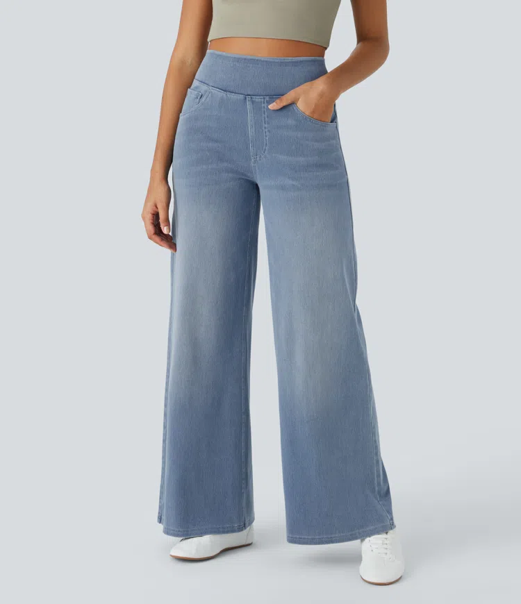 Lara™ Jeans de pierna ancha de cintura alta y stretch